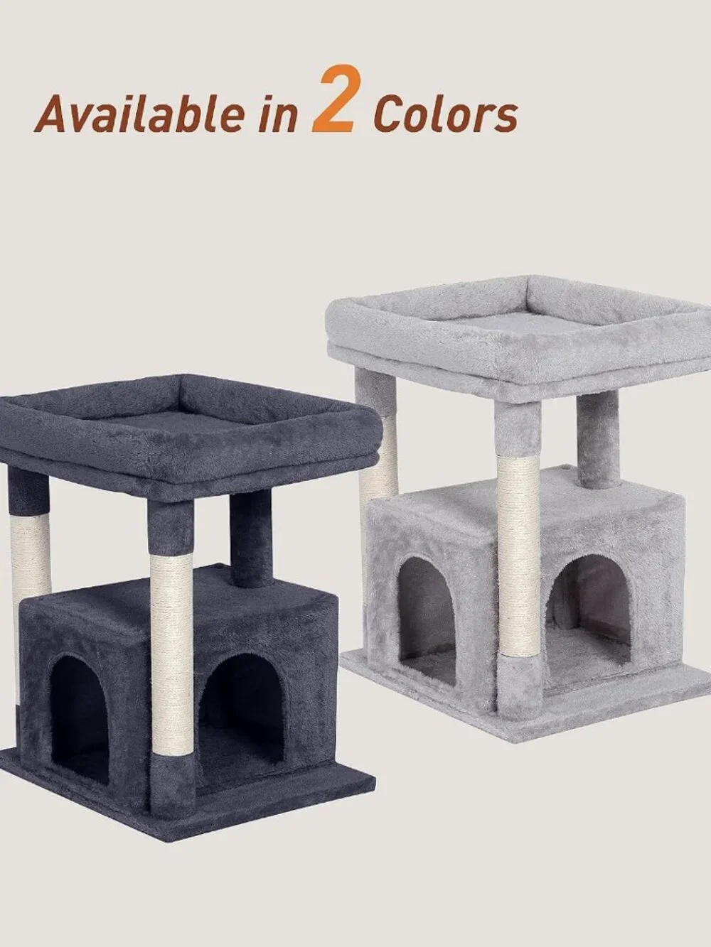 Large Cat Tree with Scratching Post & 2-Door Condo, Easy Clean, Dark Gray